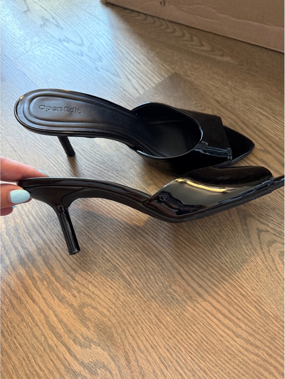 Open Edit Black Patent Leather Women's Heels - Picture 2 of 9
